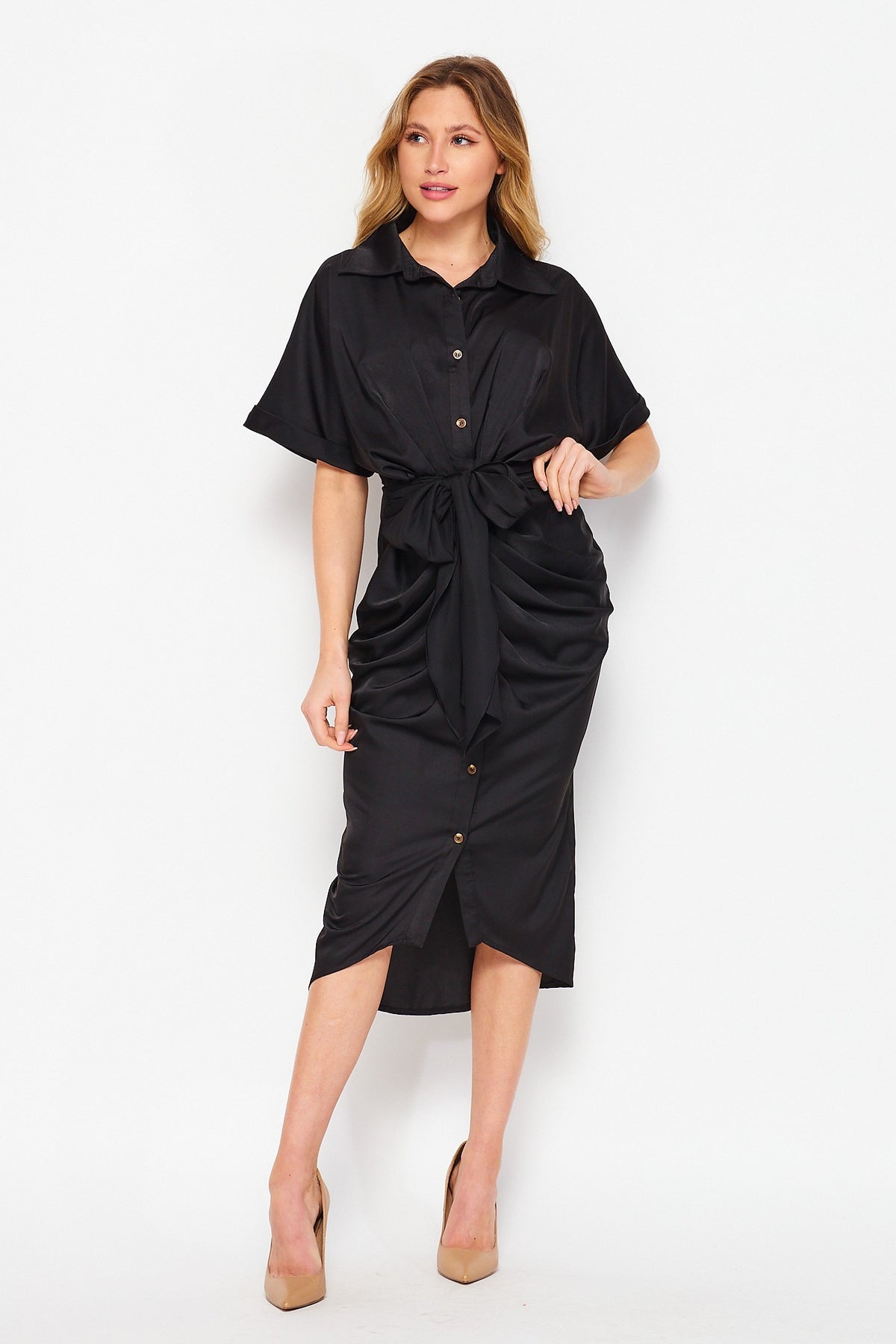 Tie front 2024 t shirt dress