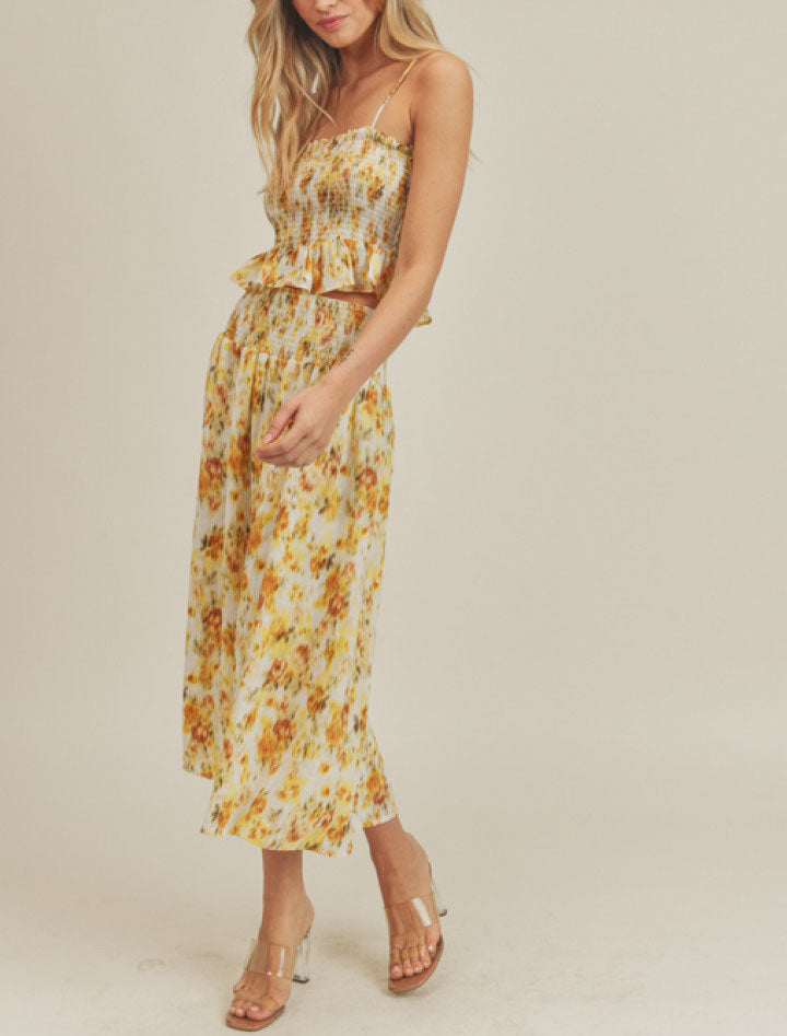 MELODY SMOCKED CAMI TOP & MIDI SKIRT SETS