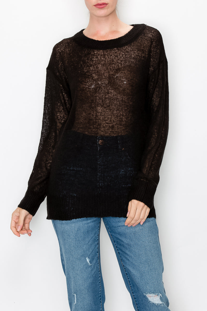 JOANNA SEE-THROUGH SWEATER TOP | Was & Now