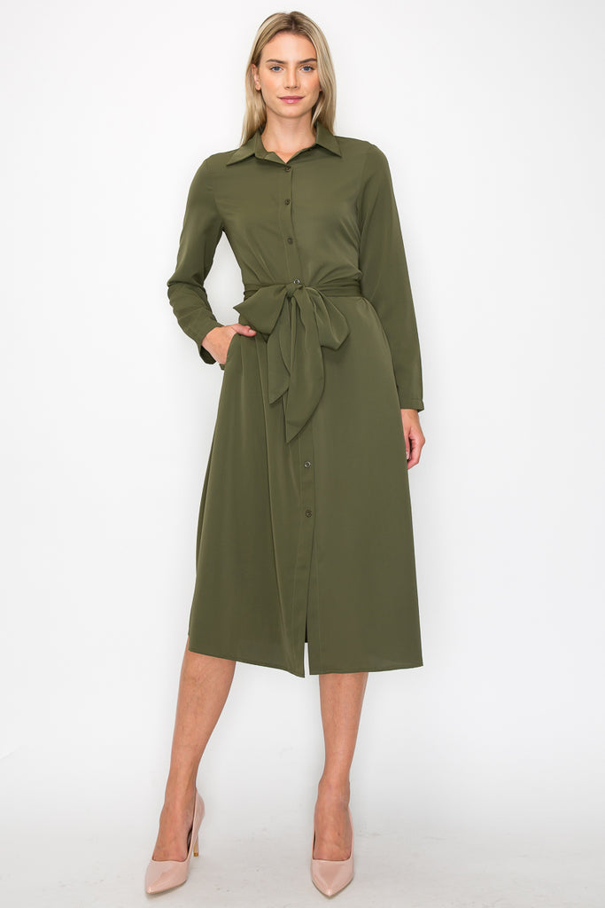 midi dress with buttons Flowy XL / Gray 100% Polyester Hand Wash Cold Manufactured in Vietnam Designed in The USA Model is 58 and Wearing a Size Small Ivory Button Front Midi Dress