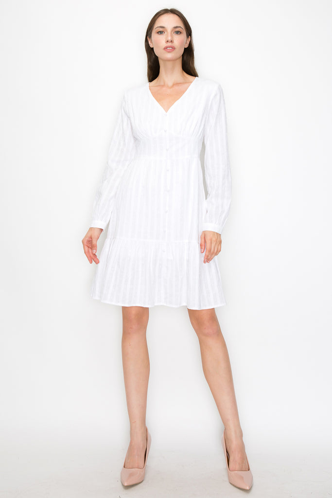 GIA V-NECK LONG SLEEVE DRESS | Was & Now GIA V-NECK LONG SLEEVE DRESS | Was & Now