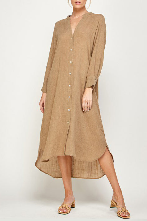LINA MANDARIN COLLAR SHIRT DRESS