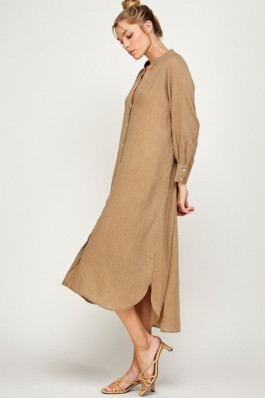 LINA MANDARIN COLLAR SHIRT DRESS
