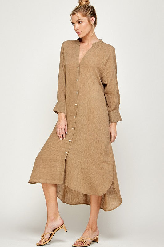 LINA MANDARIN COLLAR SHIRT DRESS