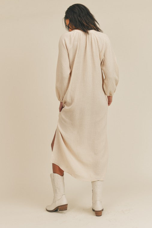 TUSCANY MANDARIN COLLAR MIDI DRESS | Was & Now