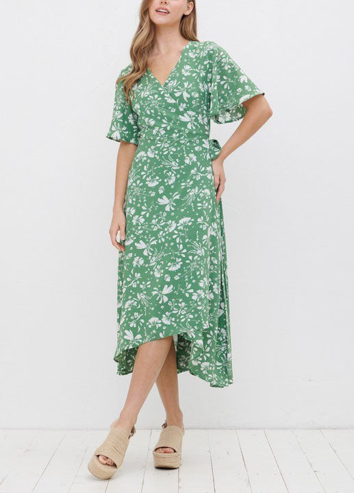 KALIA FLORAL PRINTED WRAP DRESS