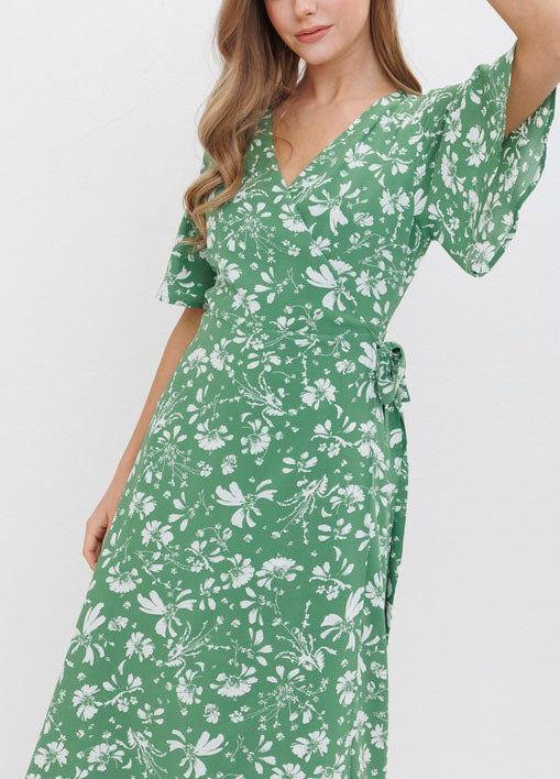 KALIA FLORAL PRINTED WRAP DRESS