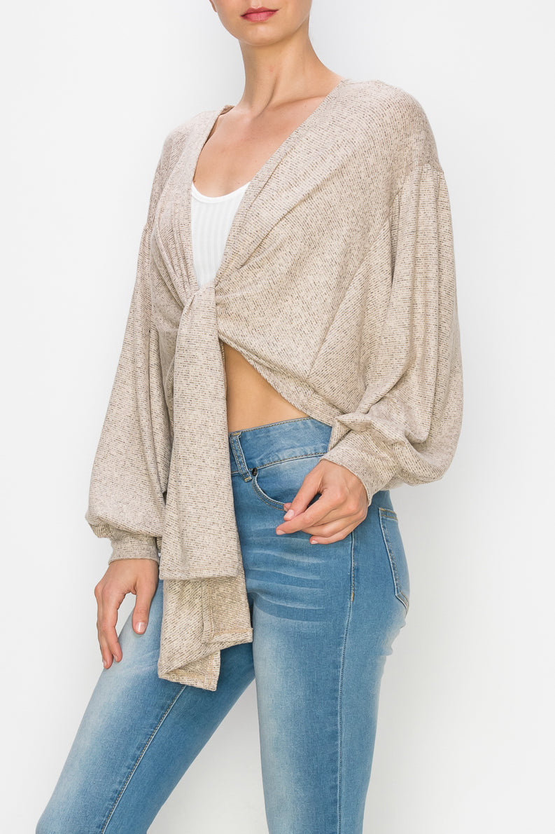 SYLVIA FRONT TIE CARDIGAN TOP | Was & Now