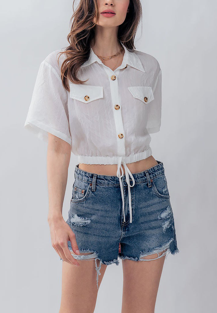 MARON CROPPED SHORT SLEEVE TOP