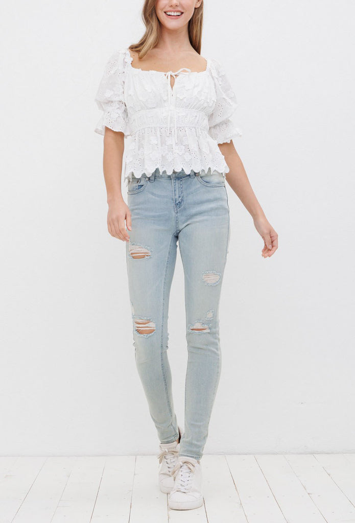ARIANA SHORT SLEEVE LACE TOP