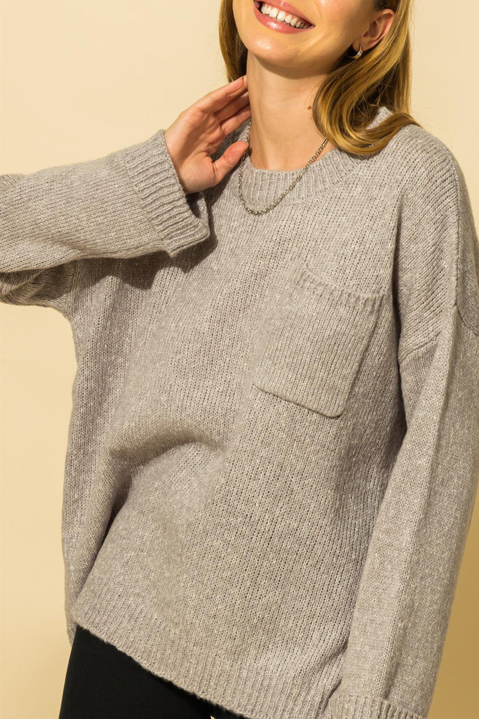 DEVENNE POCKET PATCHED SWEATER TOP